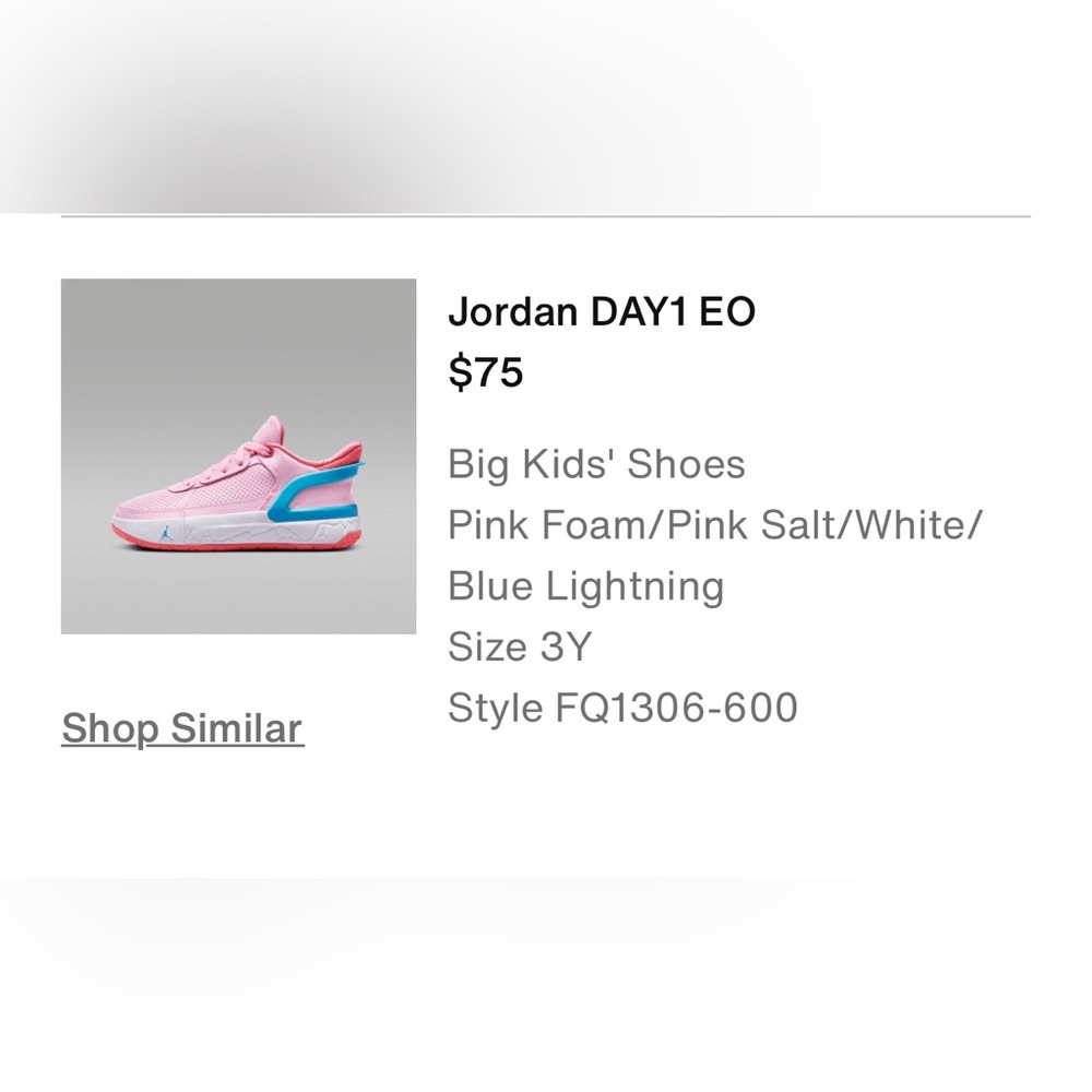 Girls Jordan Day1 EO pink sneakers 3Y